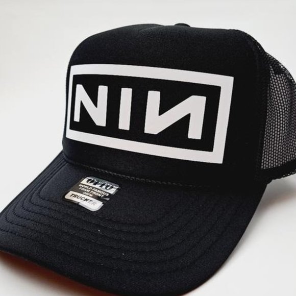 NIN Industrial Music Nine Inch Nails Foam Trucker Mesh Snapback Cap Hat Black - Picture 1 of 4